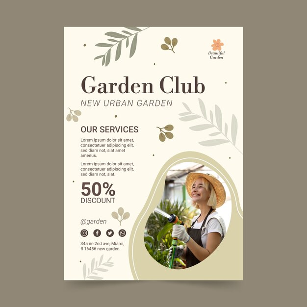 Handgezeichnetes Plakat des Gartenclubs