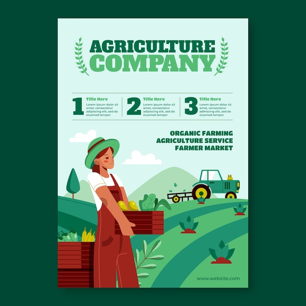 Kostenloser Vektor handgezeichnetes plakat des landwirtschaftsunternehmens