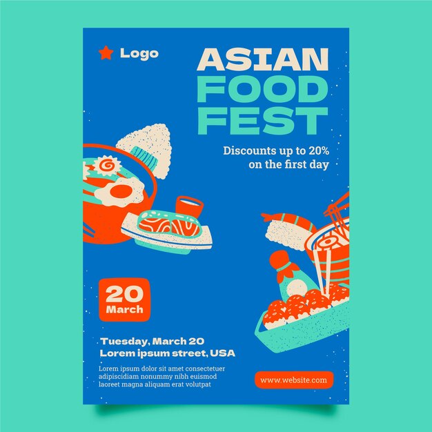 Kostenloser Vektor handgezeichnetes poster für asiatische speisen