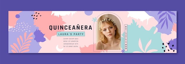 Kostenloser Vektor handgezeichnetes quinceanera-twitch-banner