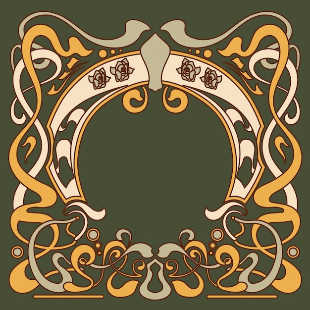 Handgezeichnetes rahmendesign im jugendstil