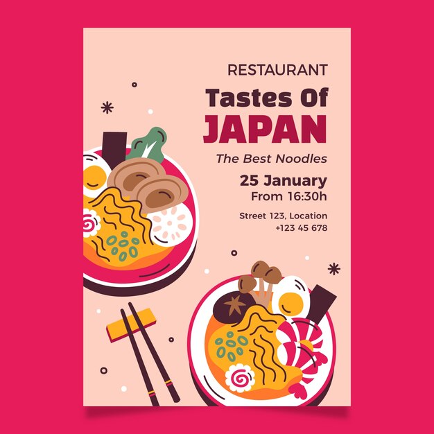 Handgezeichnetes Ramen-Poster-Design