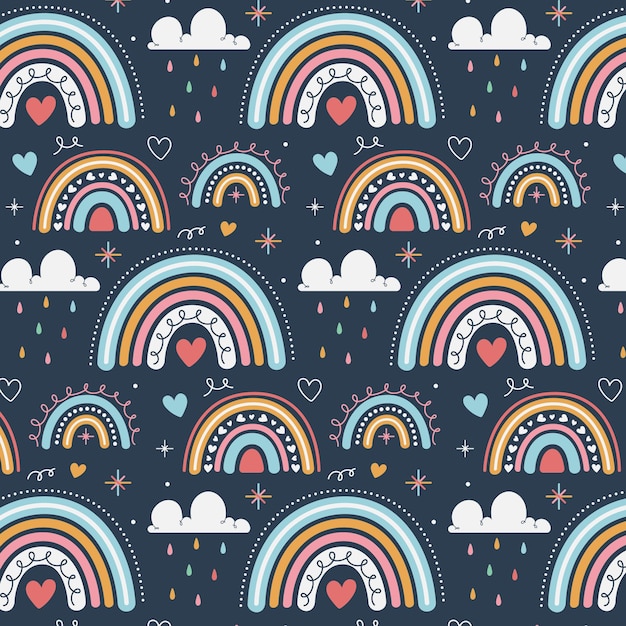 Handgezeichnetes regenbogenmusterdesign