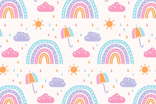 Handgezeichnetes Regenbogenmusterdesign