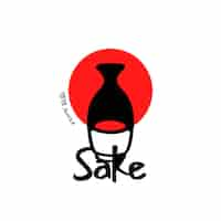 Kostenloser Vektor handgezeichnetes sake-logo-design