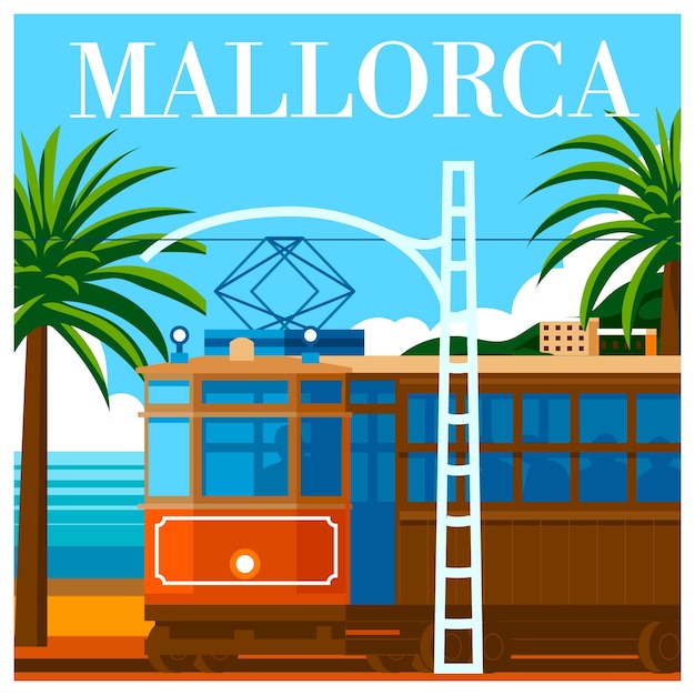 Kostenloser Vektor handgezeichnetes schönes mallorca illustriert