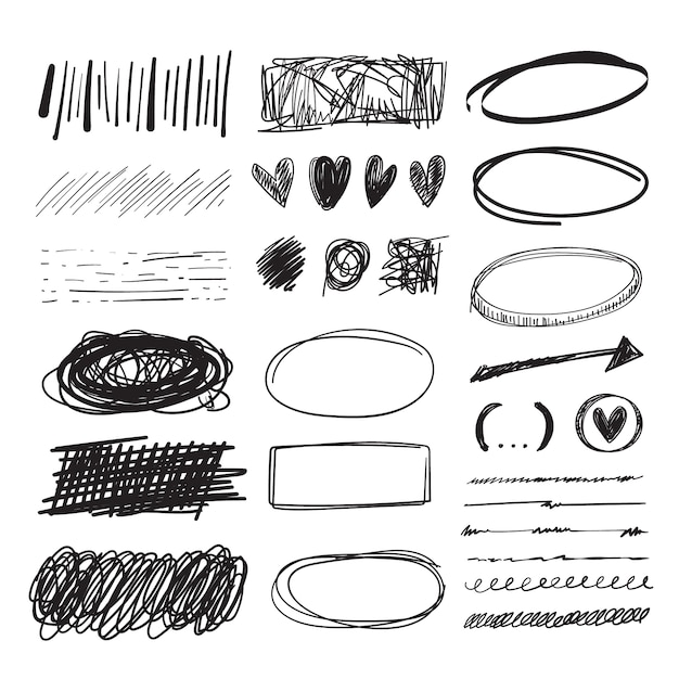 Handgezeichnetes scribble-set