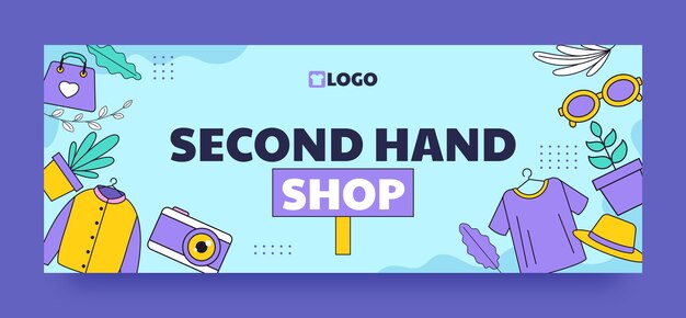Handgezeichnetes Second-Hand-Shop-Facebook-Cover