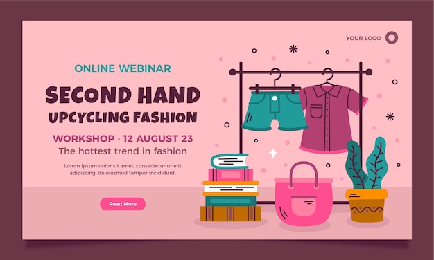 Handgezeichnetes second-hand-shop-webinar