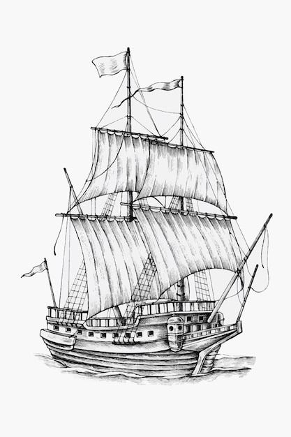 Handgezeichnetes Segelboot