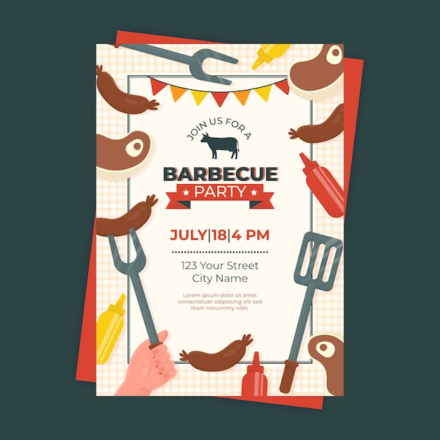 Kostenloser Vektor handgezeichnetes sommer-barbecue-poster