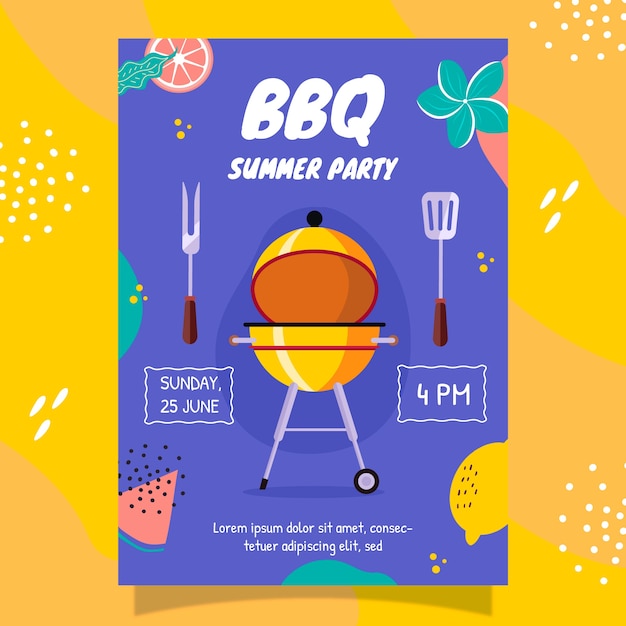 Handgezeichnetes Sommer-BBQ-Poster-Design