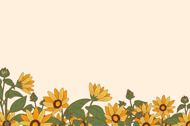 Handgezeichnetes Sonnenblumen-Rand-Set