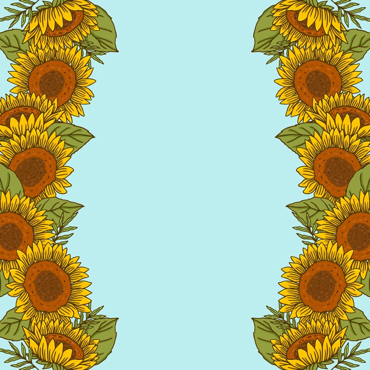 Kostenlose Vektor handgezeichnetes sonnenblumen-rand-set