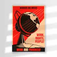 Kostenloser Vektor handgezeichnetes sowjetisches propagandaplakatdesign