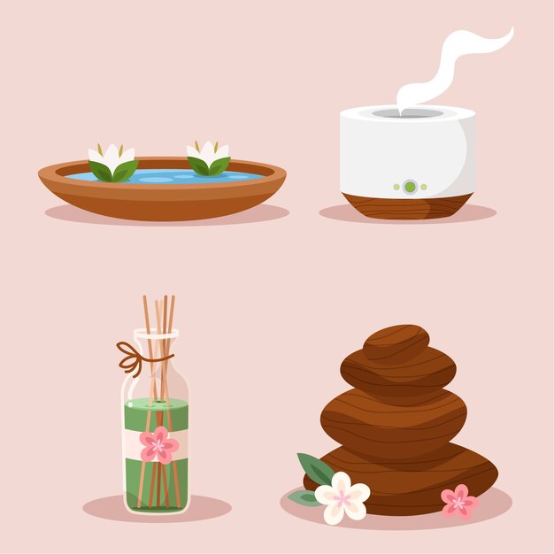 Handgezeichnetes Spa-Element-Set