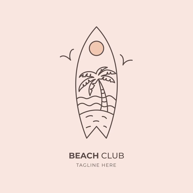 Handgezeichnetes Strandclub-Logo-Design