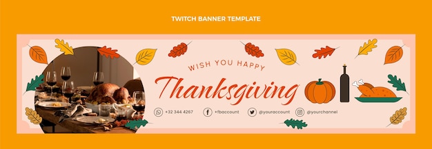 Kostenloser Vektor handgezeichnetes thanksgiving-twitch-banner
