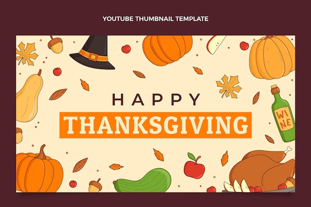 Kostenloser Vektor handgezeichnetes thanksgiving-youtube-thumbnail