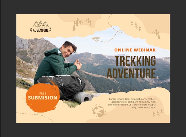 Kostenloser Vektor handgezeichnetes trekking-webinar