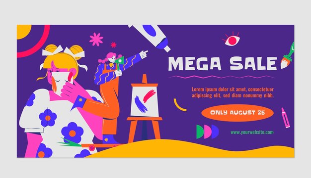 Handgezeichnetes Verkaufsbanner für Kunstausstellungen