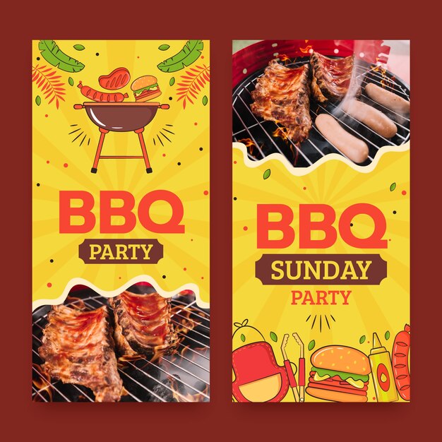 Handgezeichnetes vertikales Banner für Grillpartys