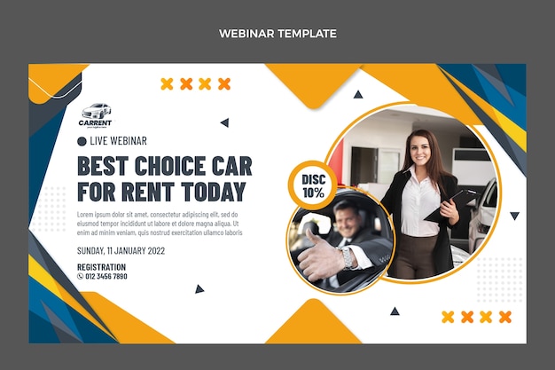 Kostenloser Vektor handgezeichnetes webinar zur autovermietung im flachen design