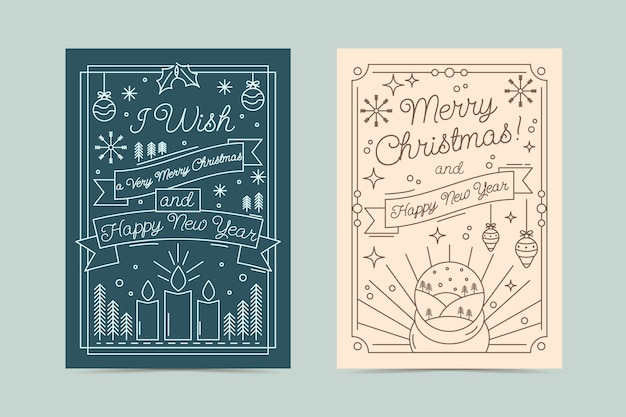 Kostenloser Vektor handgezeichnetes weihnachtskarten-set