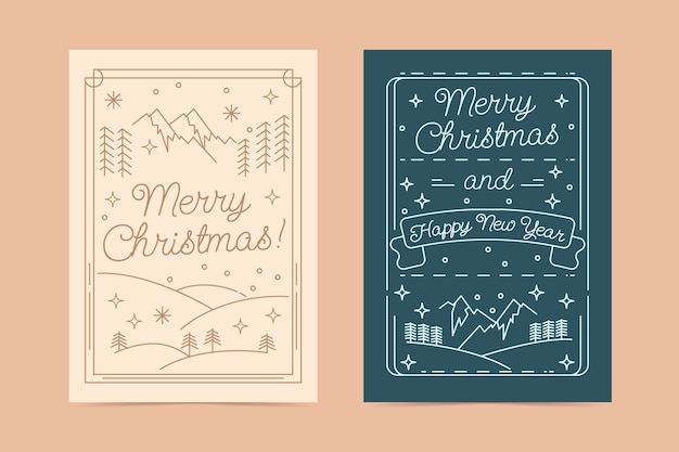 Kostenloser Vektor handgezeichnetes weihnachtskarten-set