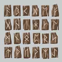 Kostenloser Vektor handgezeichnetes wikinger-runen-alphabet
