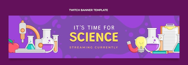 Kostenloser Vektor handgezeichnetes wissenschafts-twitch-banner