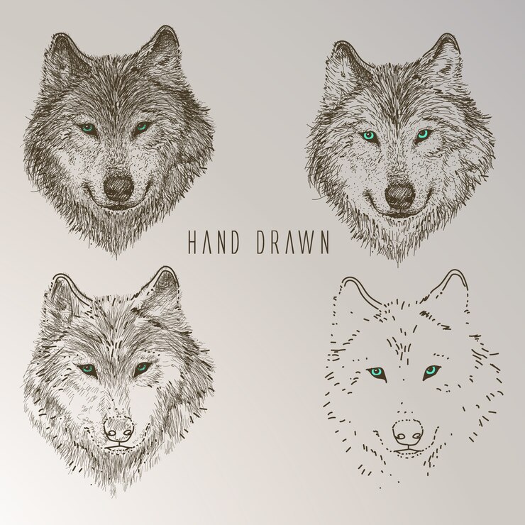 Handgezogene Wolfskollektion