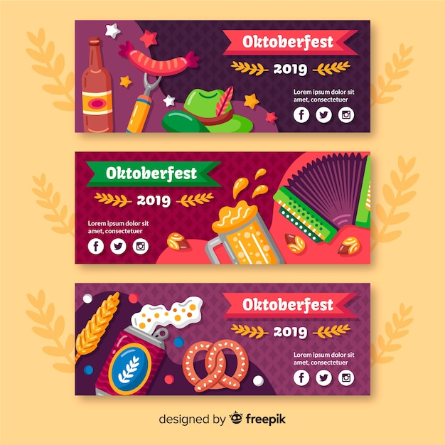 Handr oktoberfest banner vorlage gezeichnet