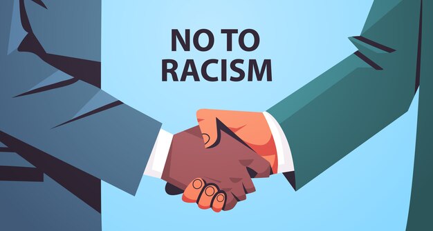 Handshake Poster In Verschiedenen Farben Schwarz Und Gelb Gegen Rassismus Und Diskriminierung Rassengleichheit Soziale Gerechtigkeit Premium Vektor
