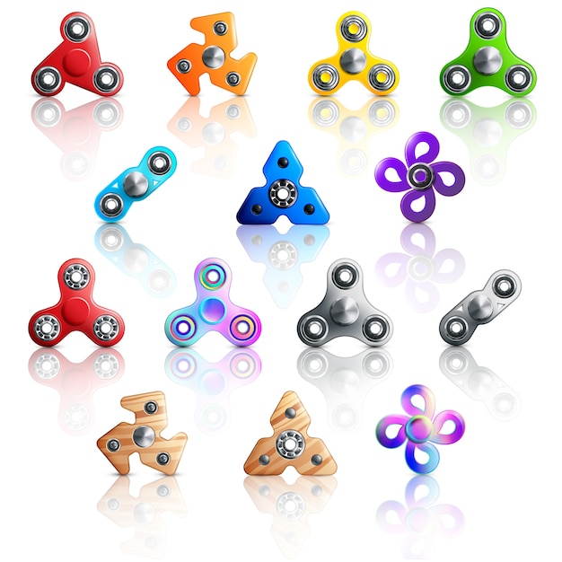 Kostenloser Vektor handspinner spielzeug icon set