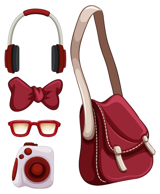 Handtasche und andere rote Objekte Illustration