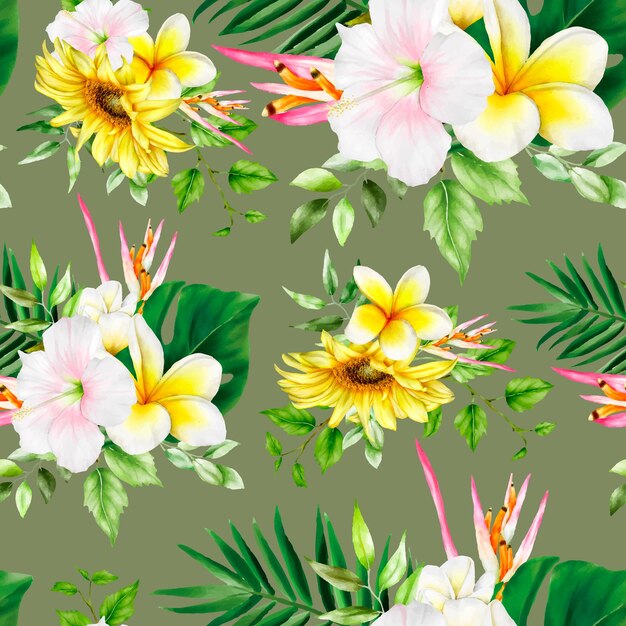 Handzeichnung Sommer nahtlose Muster mit Blumenmuster