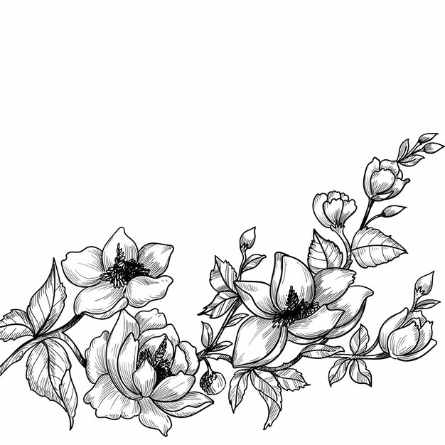 Handzeichnung und Skizze dekorative Blumen