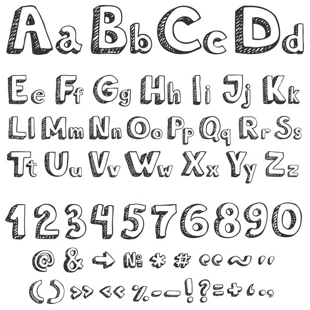 Handzeichnung Vektor Buchstaben