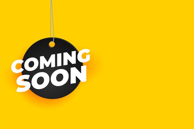 Hanging-Stil kommt bald Tag gelber Hintergrund-Design
