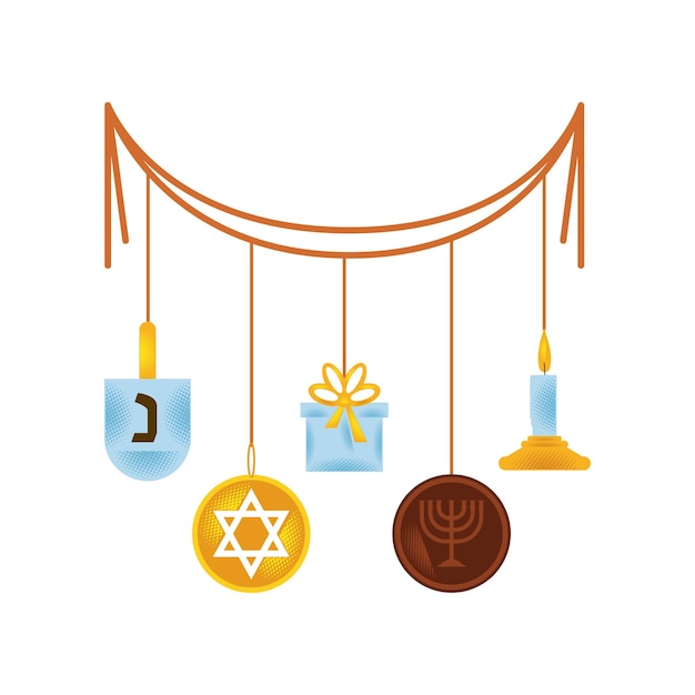 Hanukkah-girlande-illustration mit isoliertem design