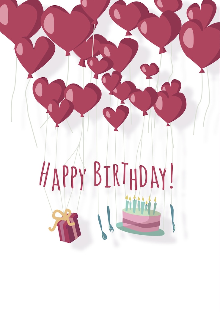Kostenlose Vektor happy birthday card im cartoon-stil