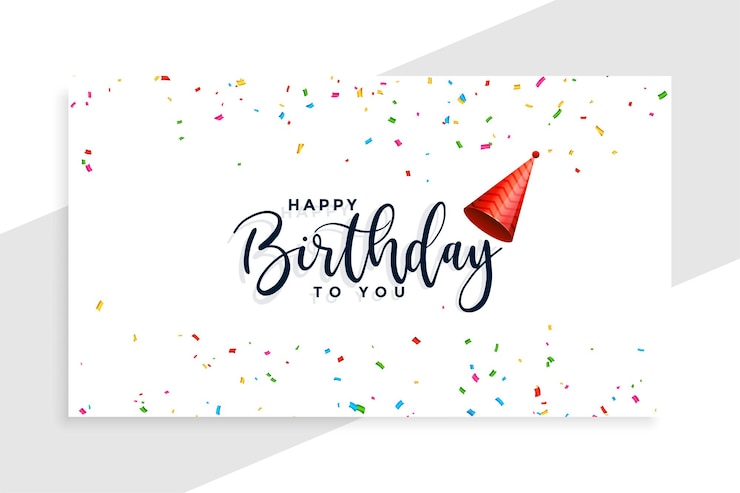 Kostenlose Vektor happy birthday mütze mit konfettikarte