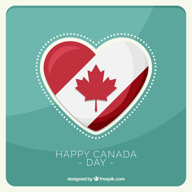 Kostenloser Vektor happy canada day hintergrund mit herz und blatt