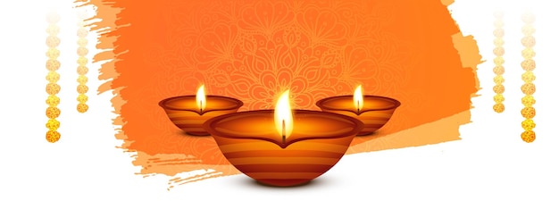 Kostenloser Vektor happy diwali diya öllampe hindu festival feier banner hintergrund