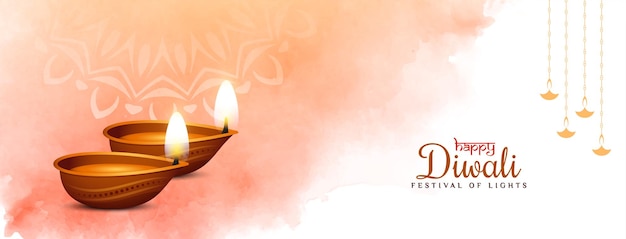 Happy diwali festival dekoratives aquarell-banner-design