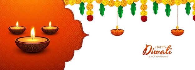 Happy diwali öllampe feier banner hintergrund