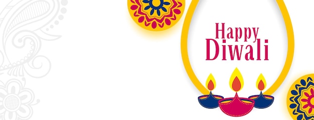 Kostenloser Vektor happy diwali web-header-banner im indischen stil