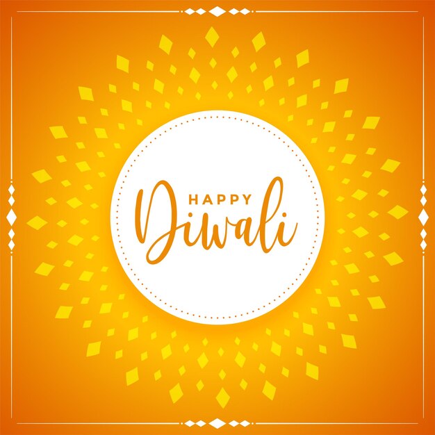 Happy Diwali wünscht Karte im gelben Hintergrund