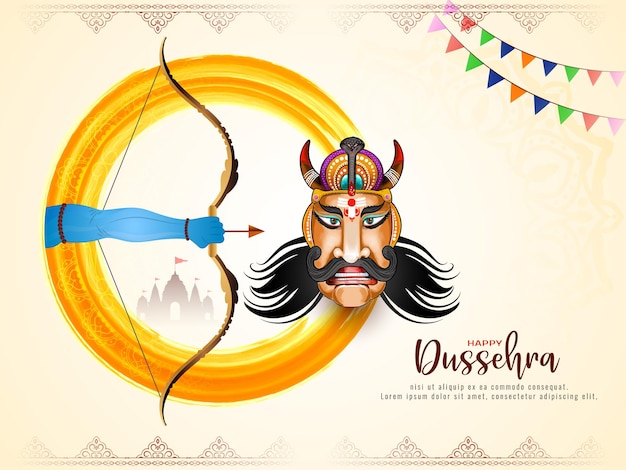 Kostenloser Vektor happy dussehra indian cultural festival dekorativer hintergrunddesign-vektor